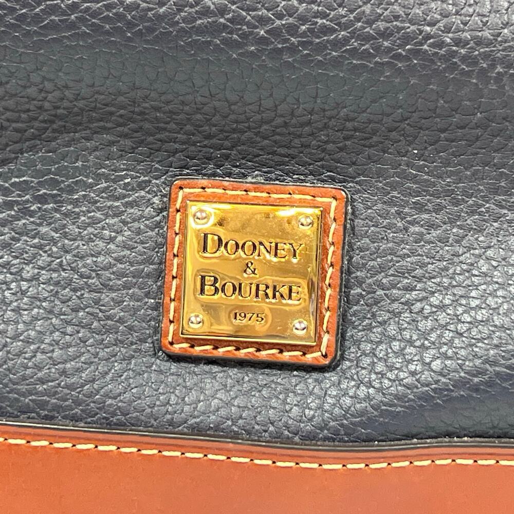 Dooney & Bourke Pebble Grain Perry Satchel Blue w/ Caramel Trim Gold Red Lining - Picture 6 of 14